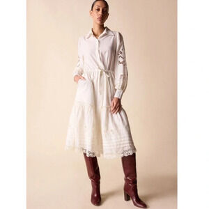 St. Roche Darcy Embroidered Shirtdress Milky NWT Regencycore Bridgerton French